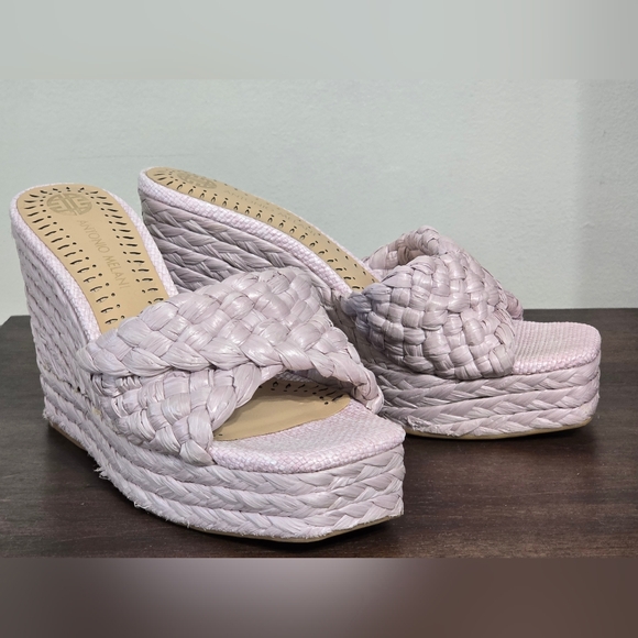 Antonio Melani Braided Raffia Wedge Sandal Women's Size 6.5M - Picture 2 of 11